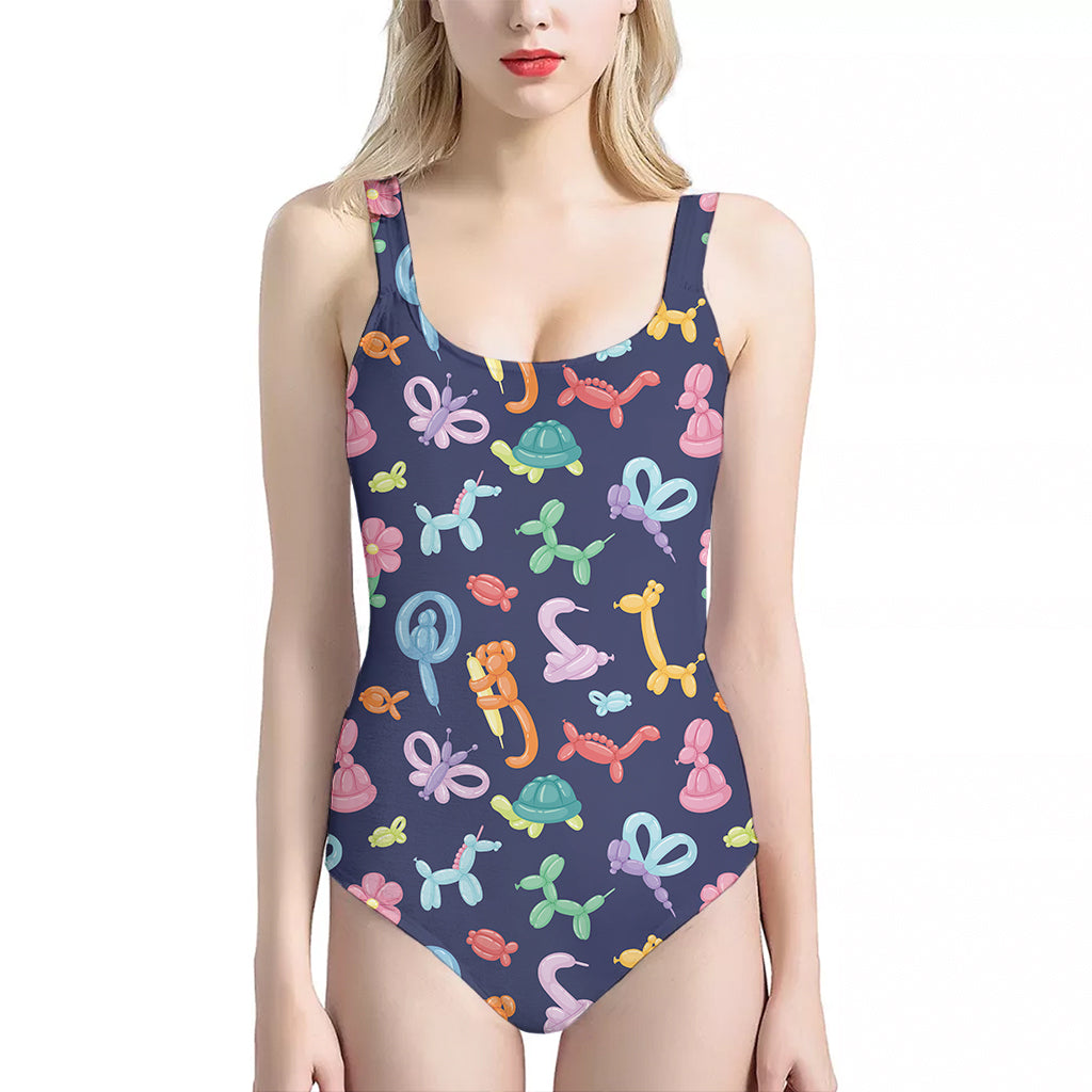 Animal Balloon Pattern Print One Piece Halter Neck Swimsuit