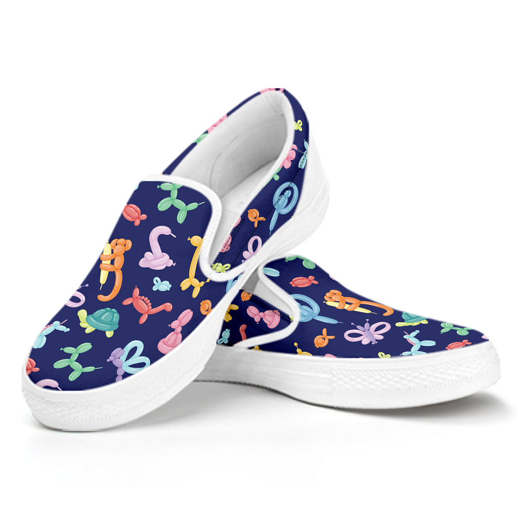 Animal Balloon Pattern Print White Slip On Shoes