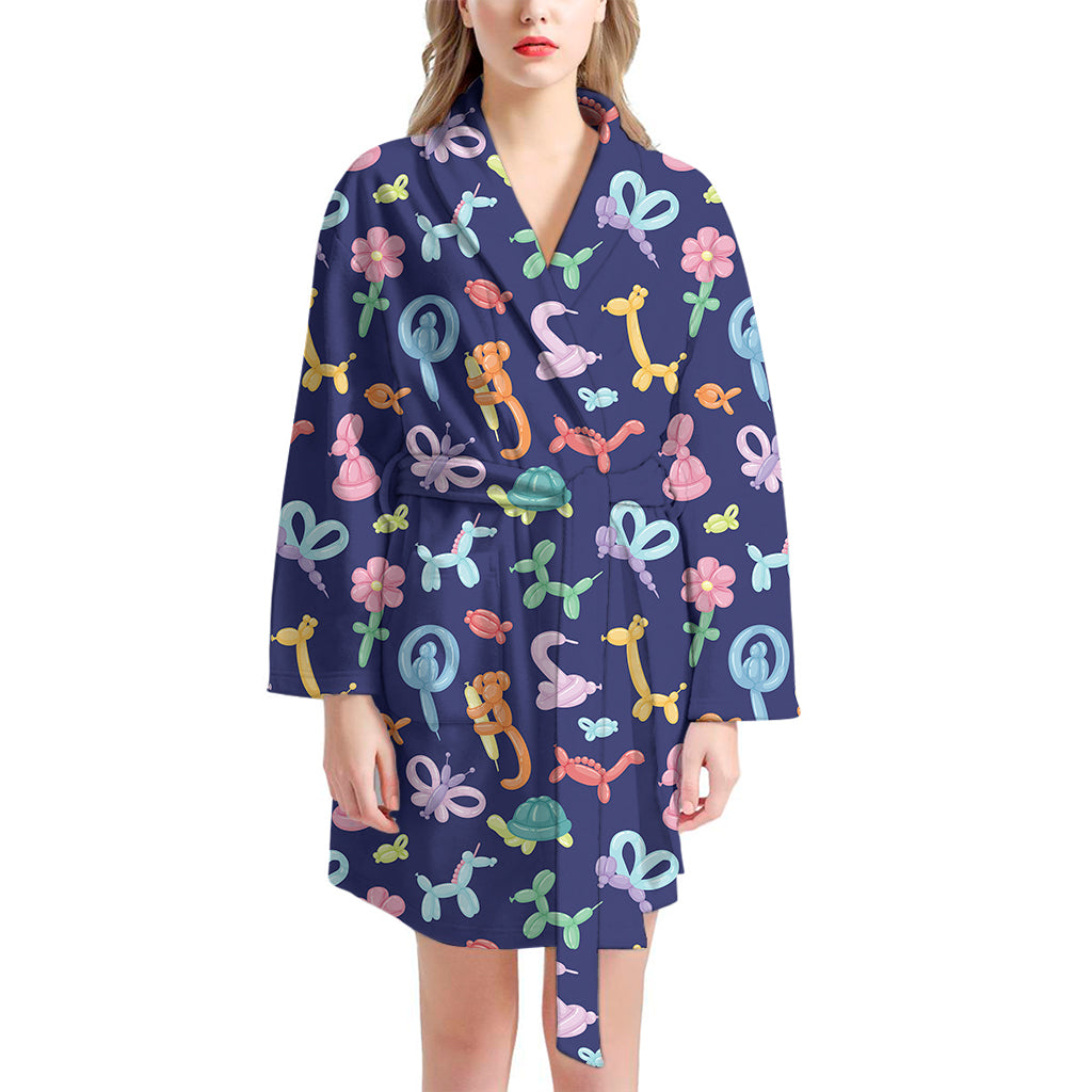 Animal Balloon Pattern Print Women's Bathrobe