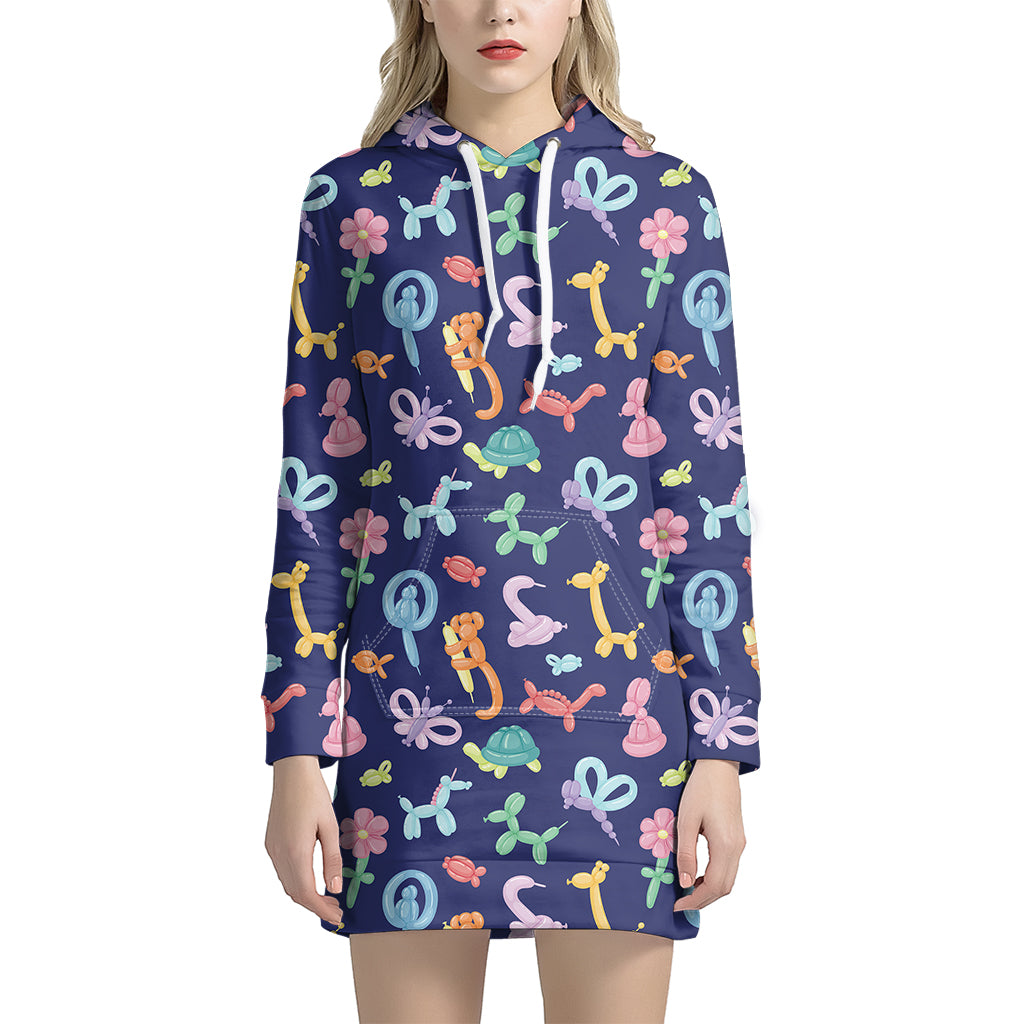 Animal Balloon Pattern Print Women's Pullover Hoodie Dress