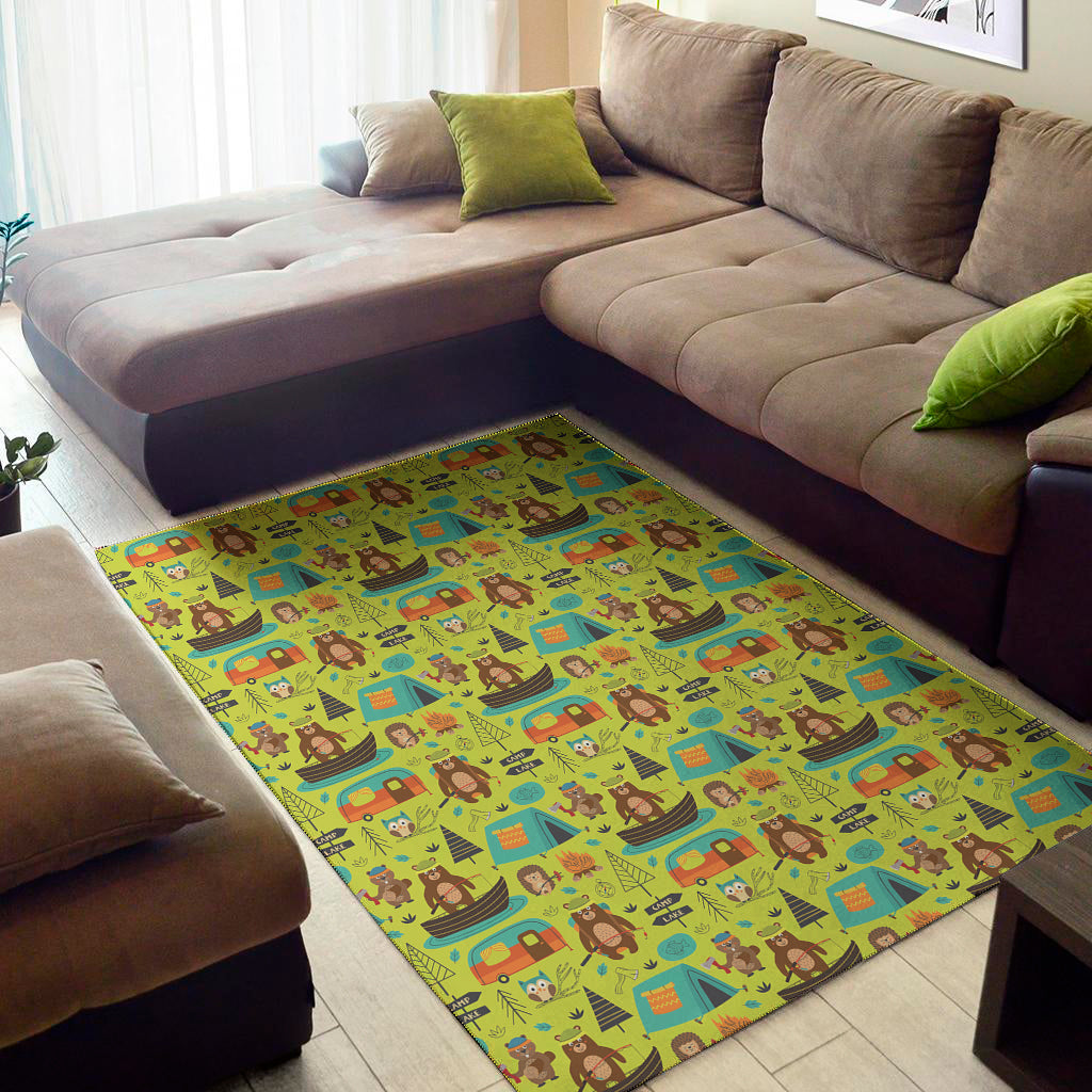 Animal Camping Pattern Print Area Rug