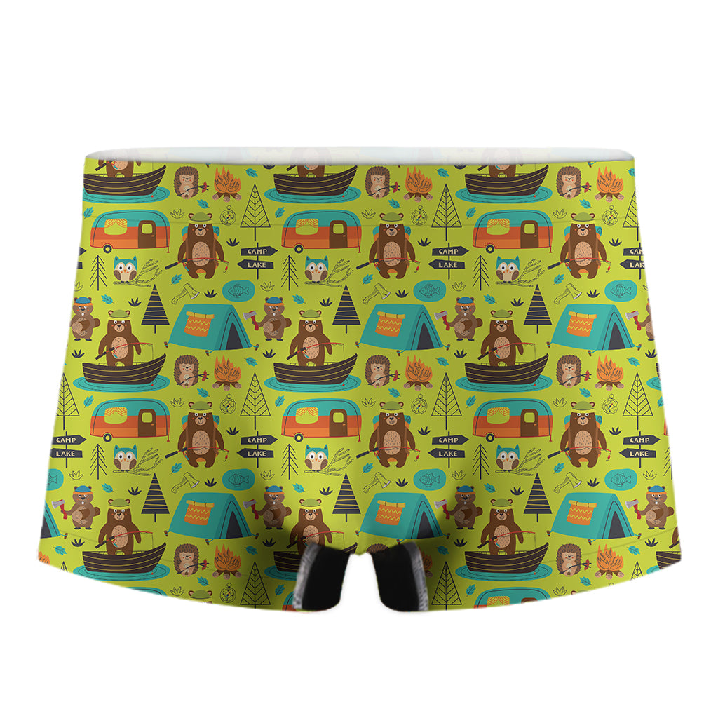 Animal Camping Pattern Print Men's Boxer Briefs