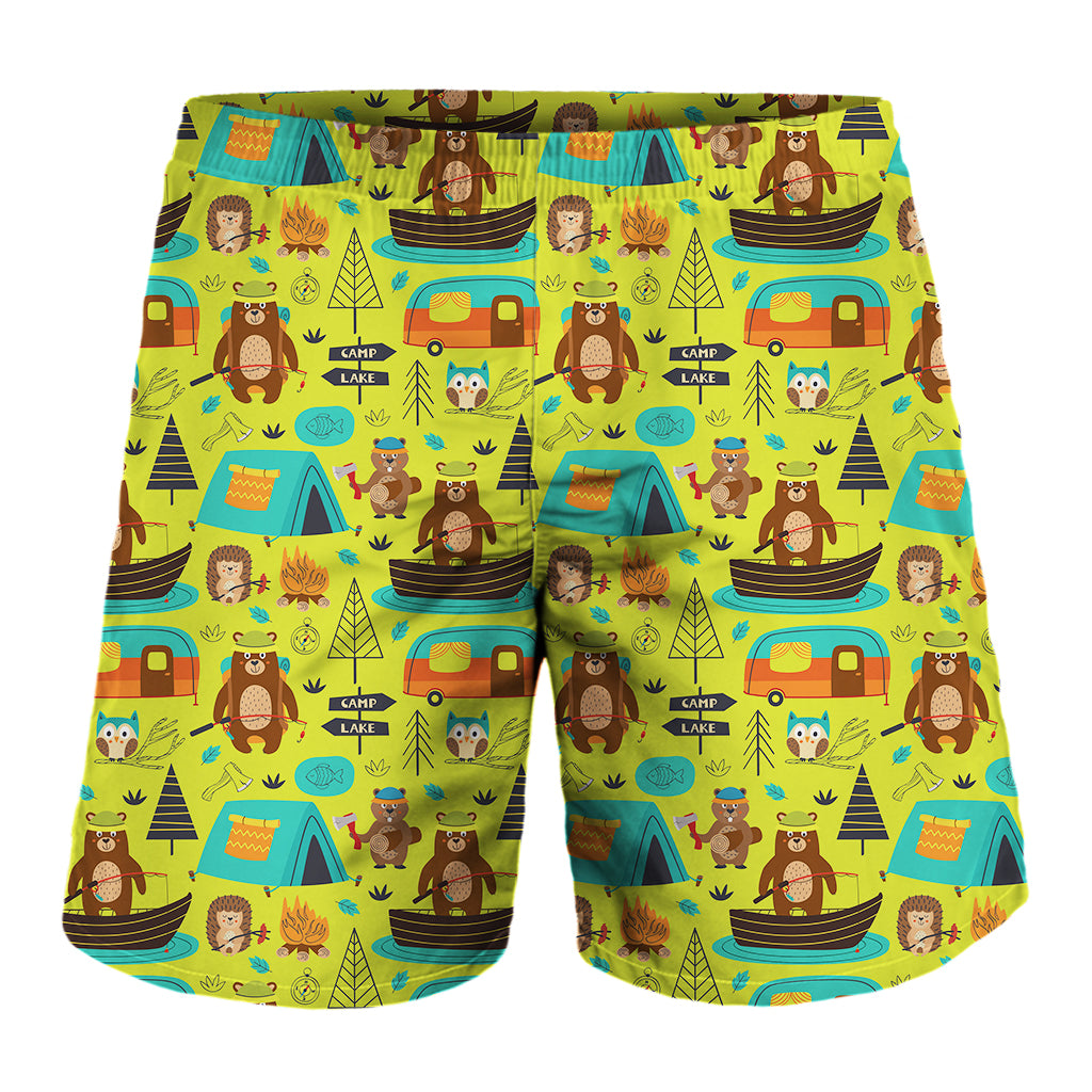 Animal Camping Pattern Print Men's Shorts