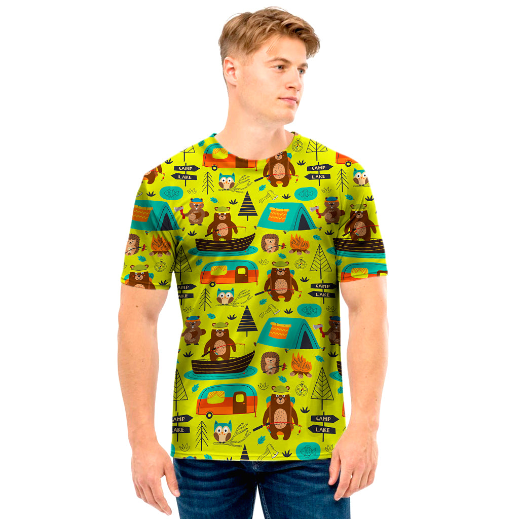 Animal Camping Pattern Print Men's T-Shirt