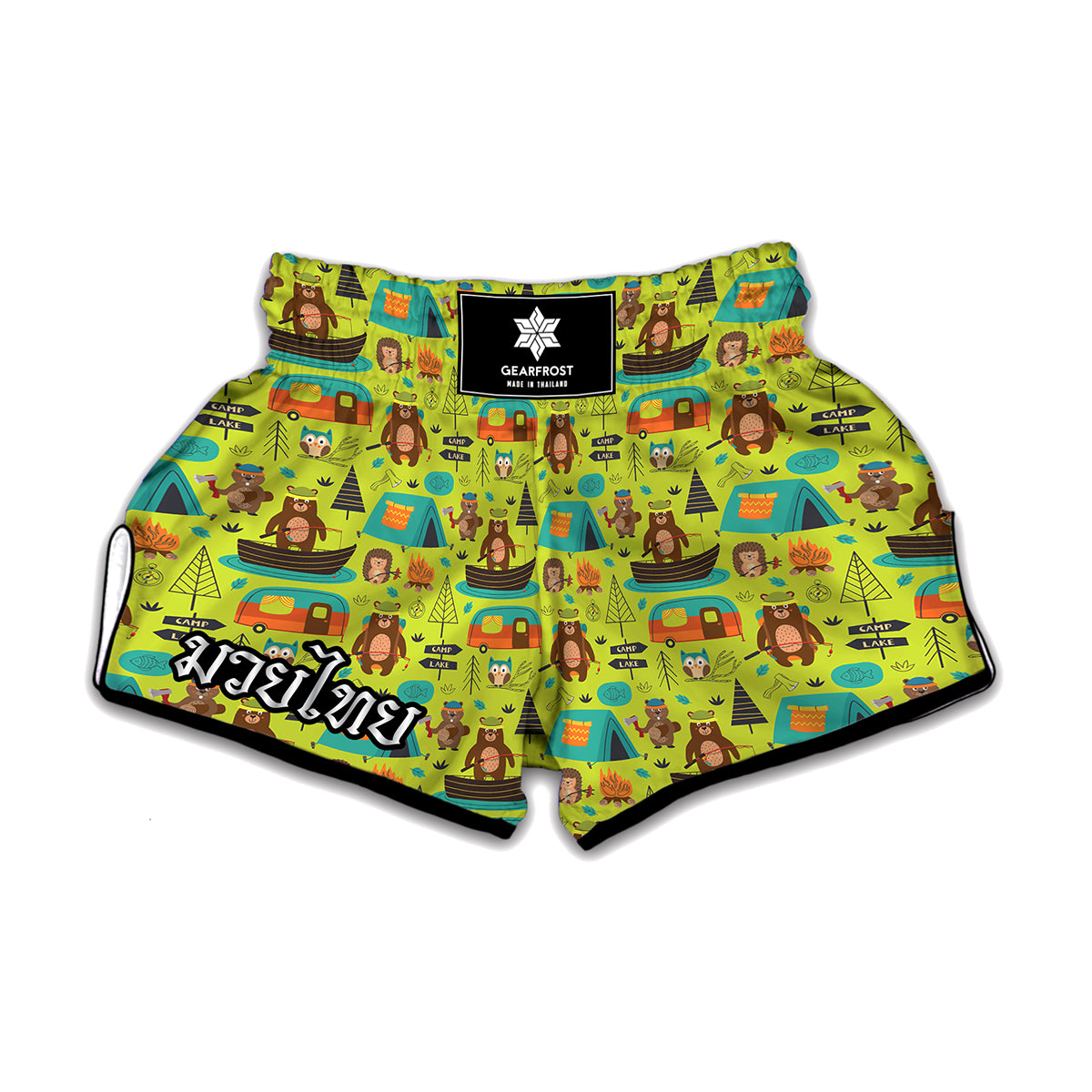 Animal Camping Pattern Print Muay Thai Boxing Shorts