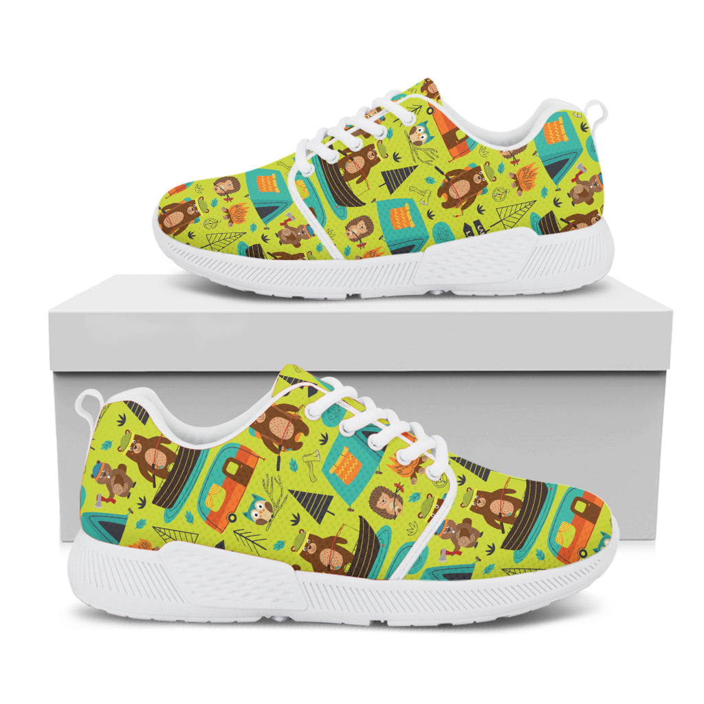 Animal Camping Pattern Print White Athletic Shoes