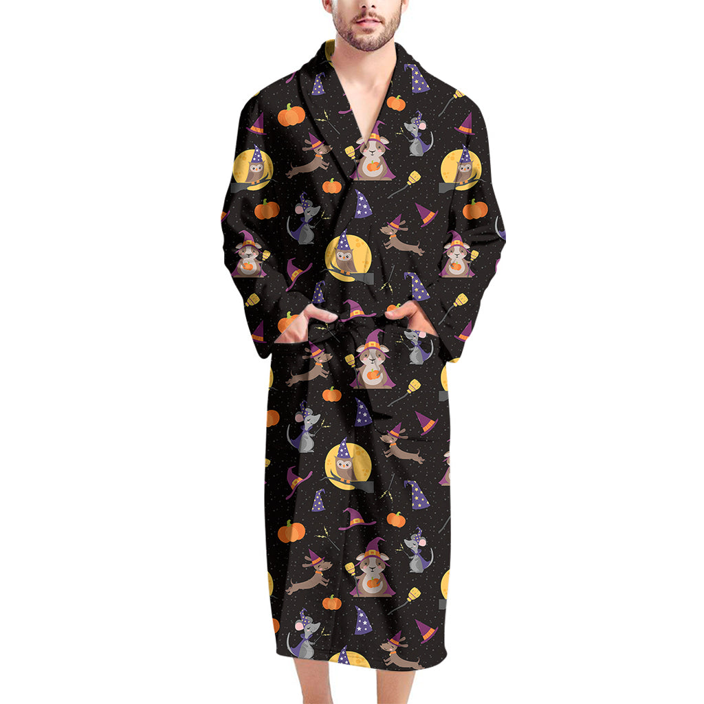 Animal Wizard Pattern Print Men's Bathrobe