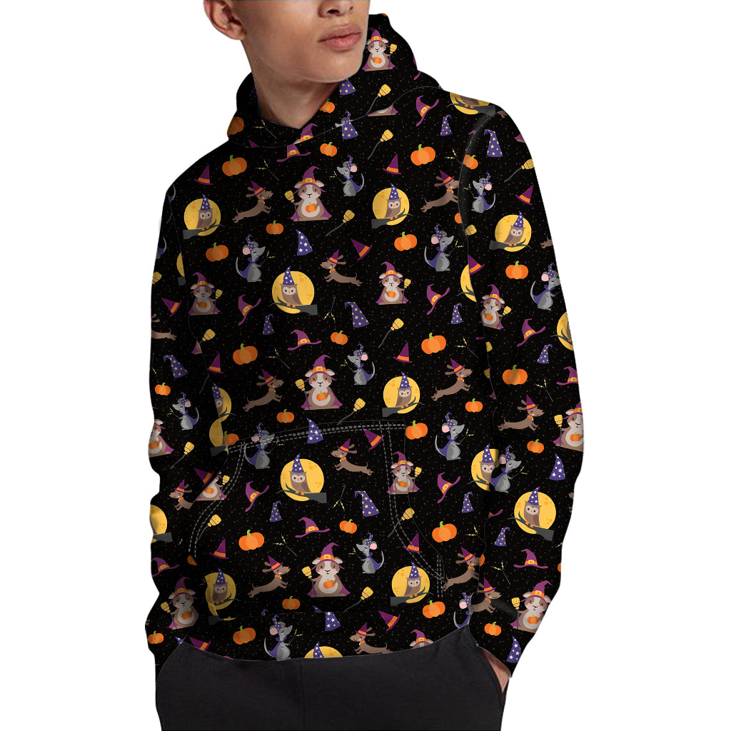 Animal Wizard Pattern Print Pullover Hoodie