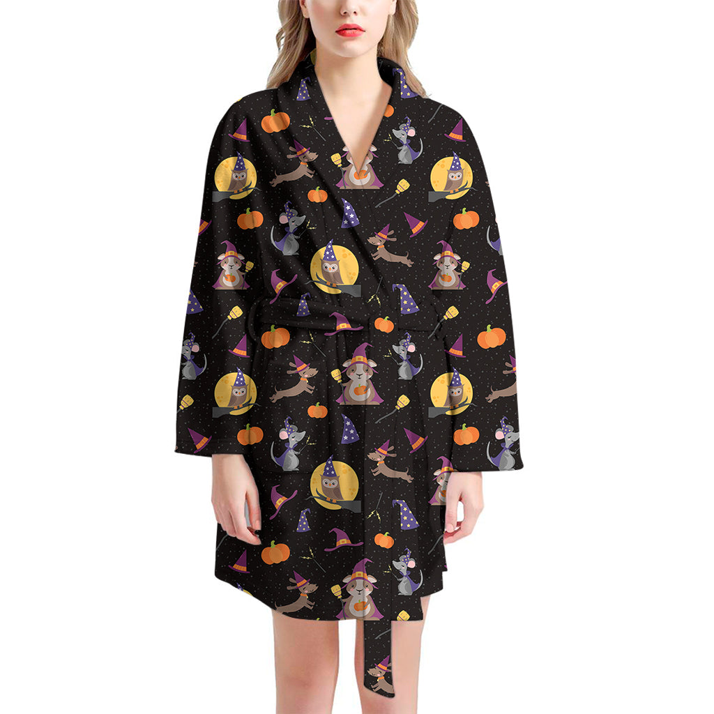 Animal Wizard Pattern Print Women's Bathrobe