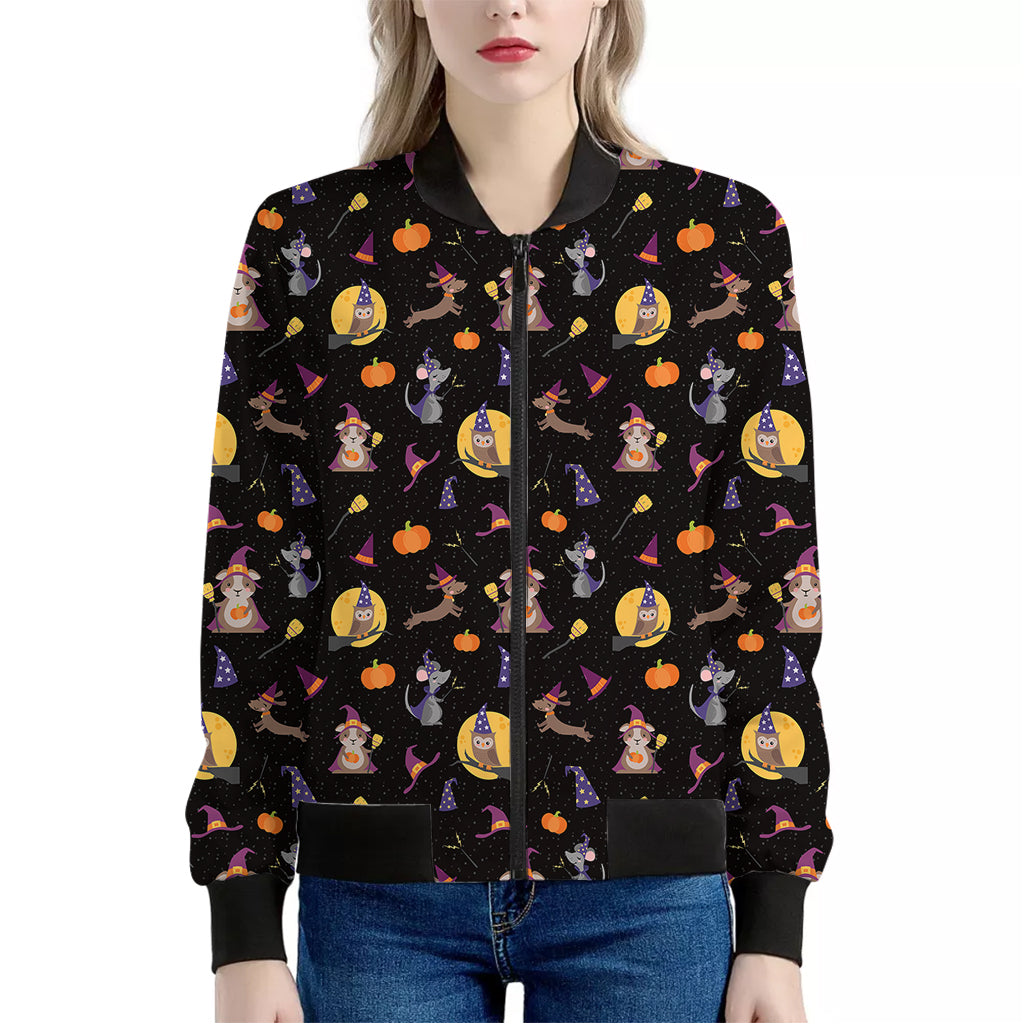 Animal Wizard Pattern Print Women's Bomber Jacket