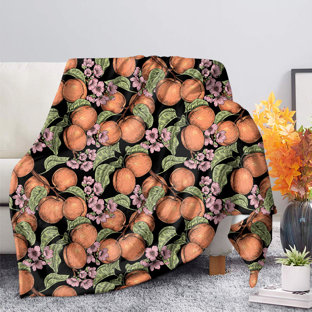 Apricot And Flower Pattern Print Blanket