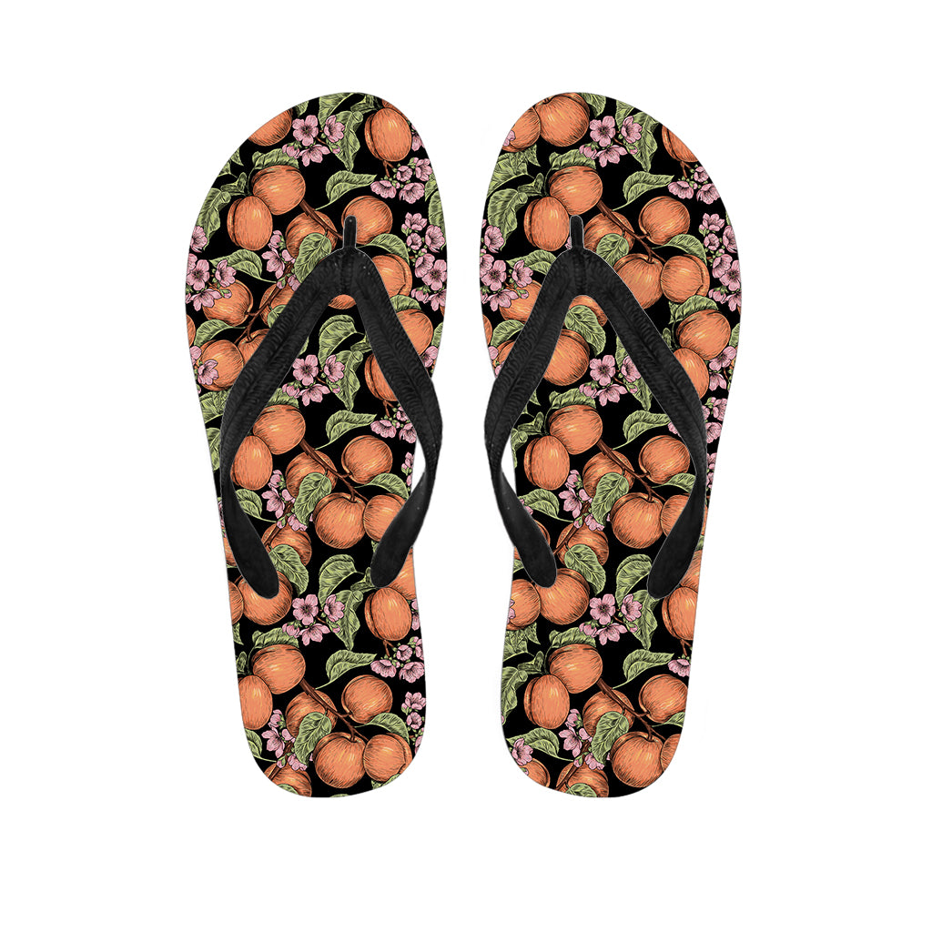 Apricot And Flower Pattern Print Flip Flops