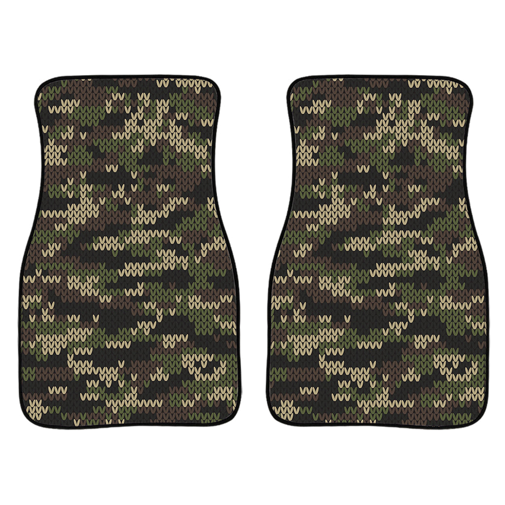 Army Camouflage Knitted Pattern Print Front Car Floor Mats