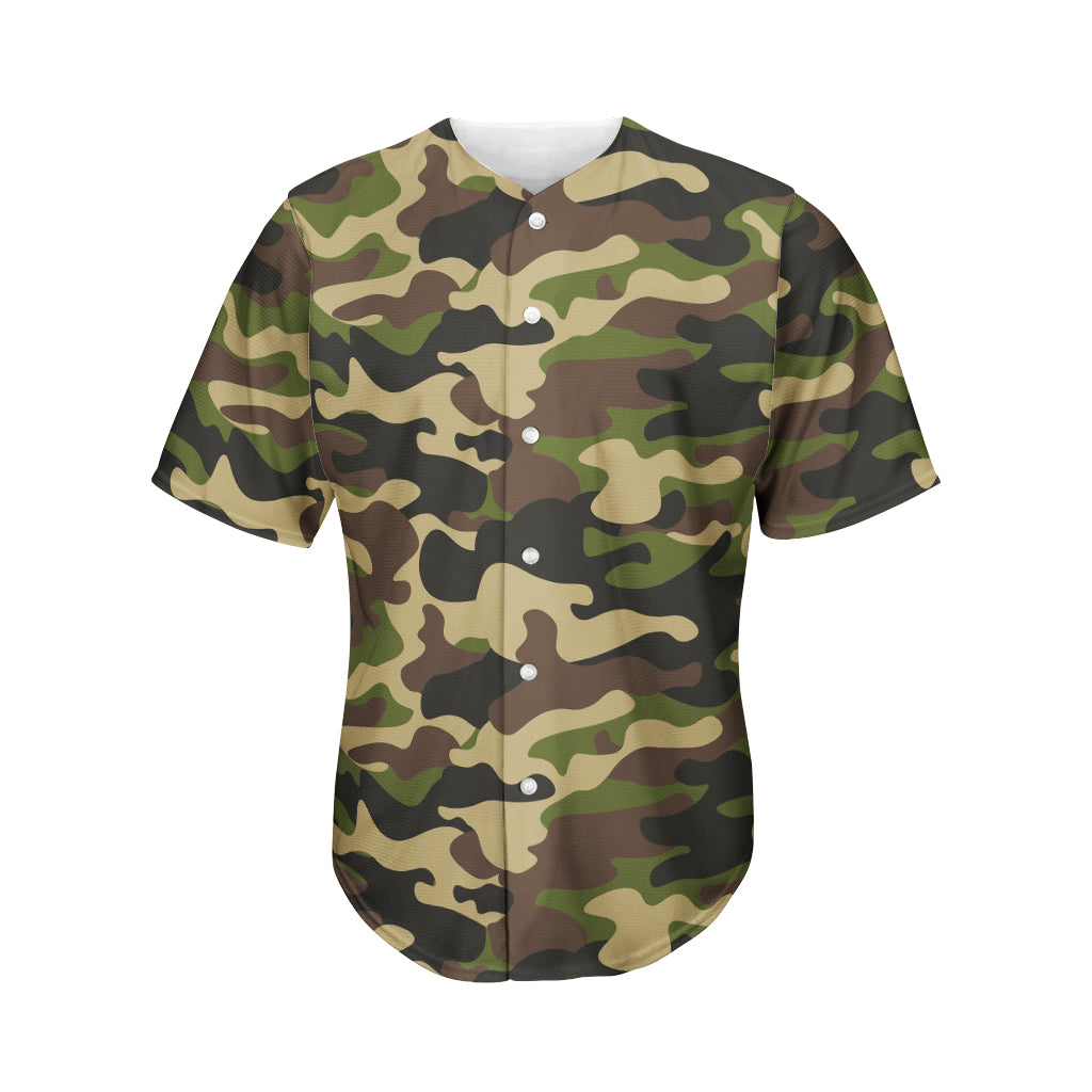 Army Green Camouflage Print Men's Baseball Jersey