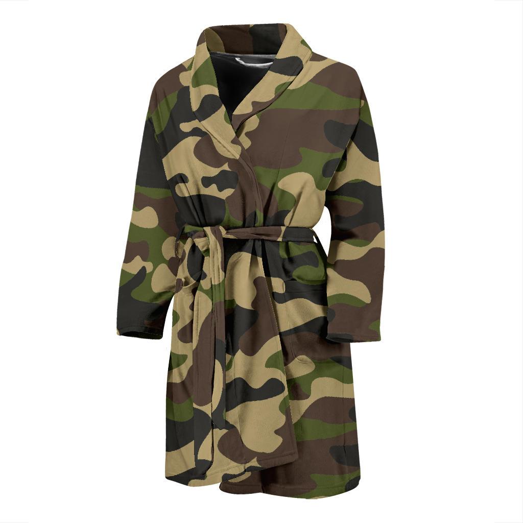 Army Green Camouflage Print Men's Bathrobe