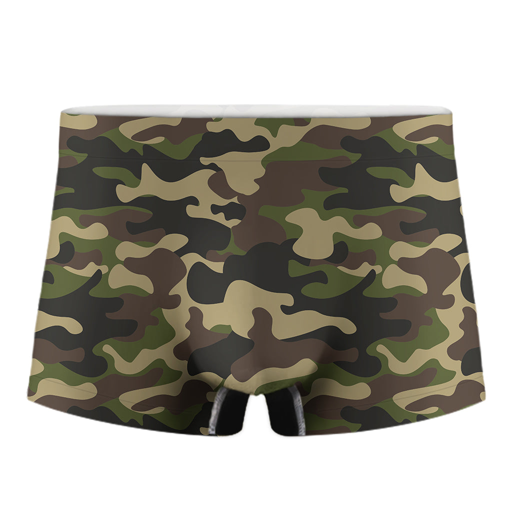 Army Green Camouflage Print Men's Boxer Briefs