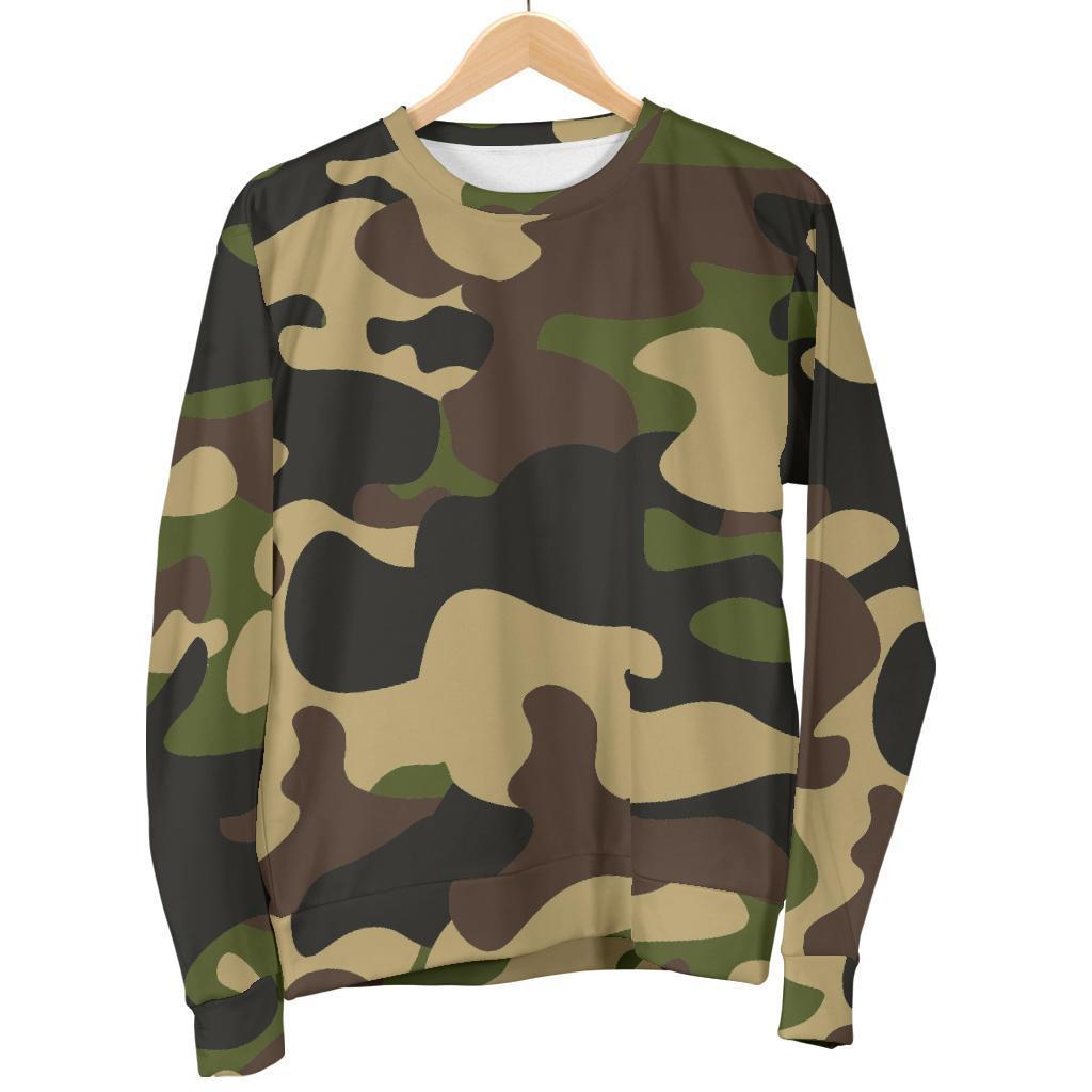 Army Green Camouflage Print Men's Crewneck Sweatshirt