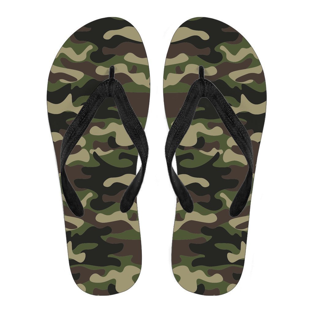 Army Green Camouflage Print Men's Flip Flops