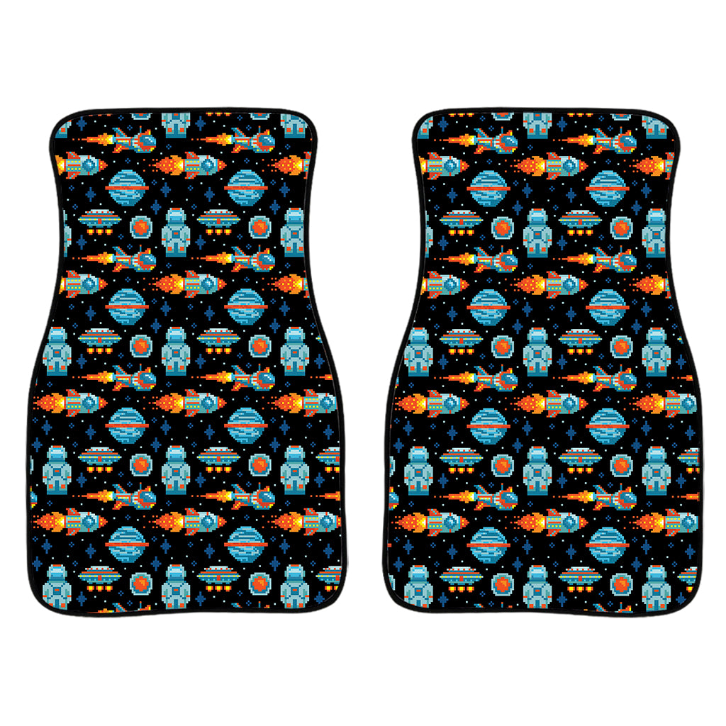 Astronaut And Space Pixel Pattern Print Front Car Floor Mats