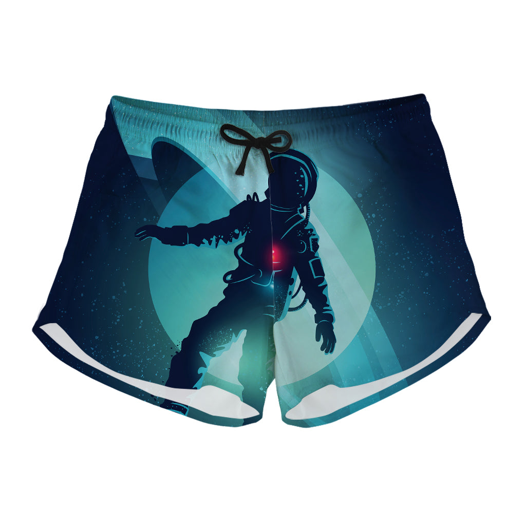 Astronaut Floating Through Space Print Women's Shorts