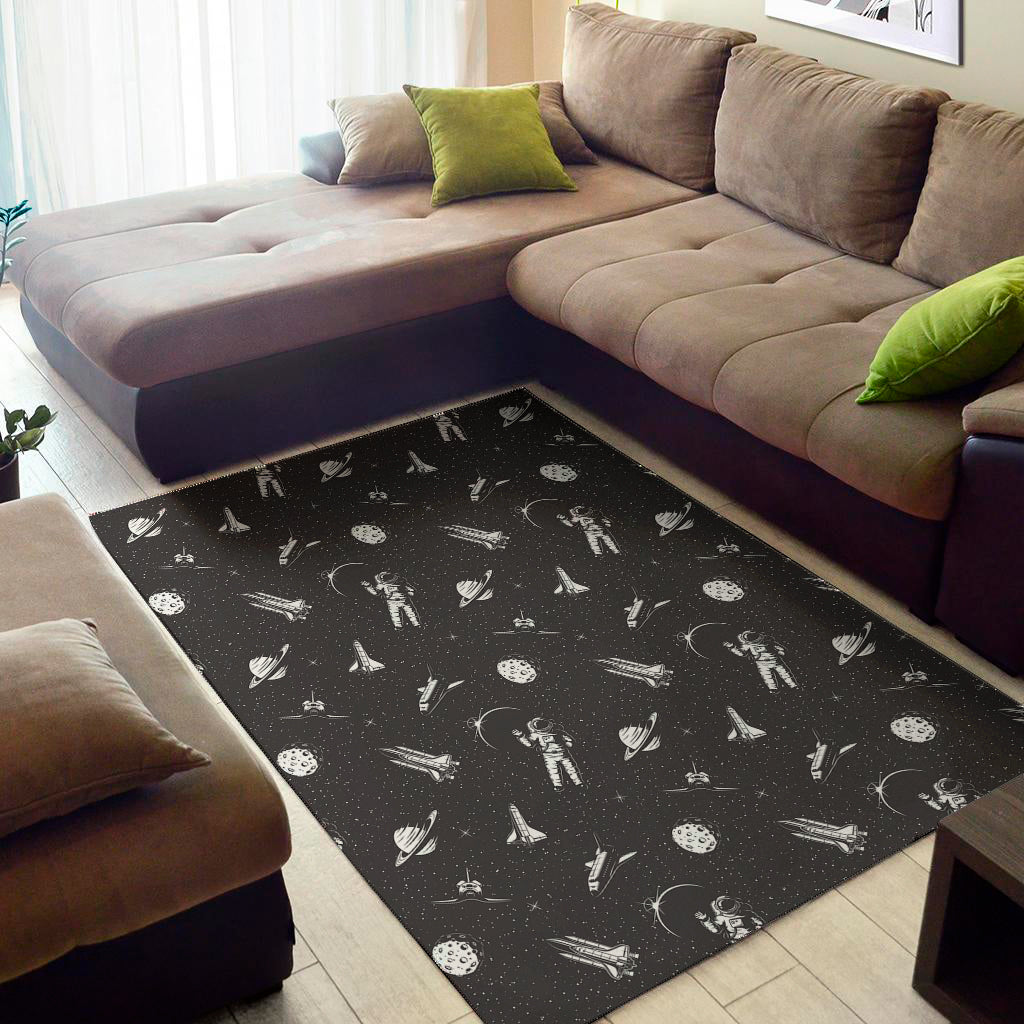 Astronaut In Space Pattern Print Area Rug