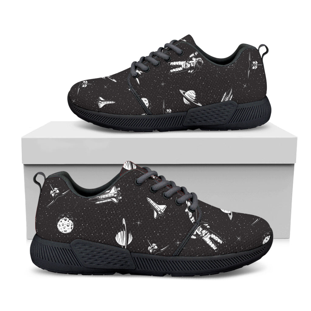 Astronaut In Space Pattern Print Black Athletic Shoes