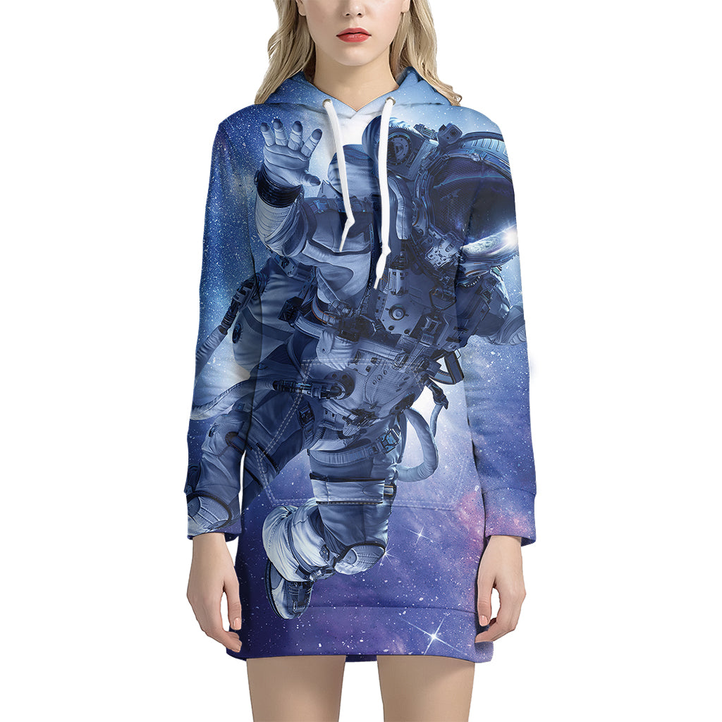 Astronaut On Space Mission Print Women's Pullover Hoodie Dress