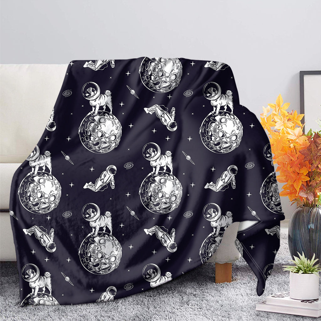 Astronaut Pug In Space Pattern Print Blanket