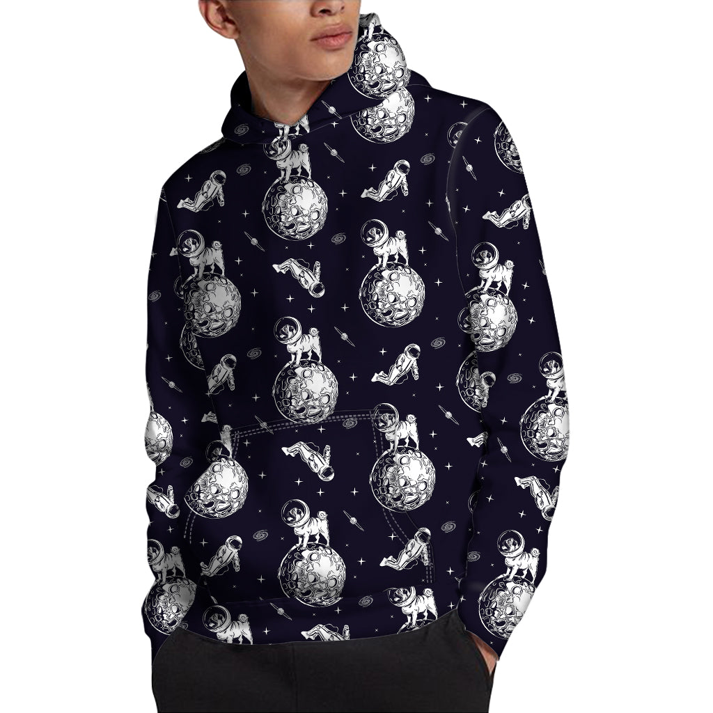 Astronaut Pug In Space Pattern Print Pullover Hoodie