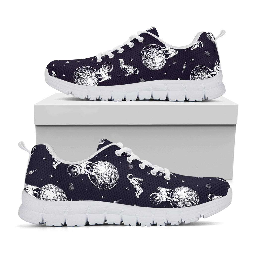 Astronaut Pug In Space Pattern Print White Sneakers