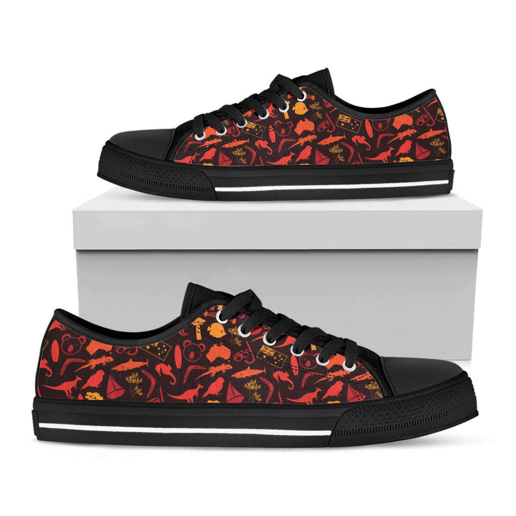 Australia Country Pattern Print Black Low Top Shoes