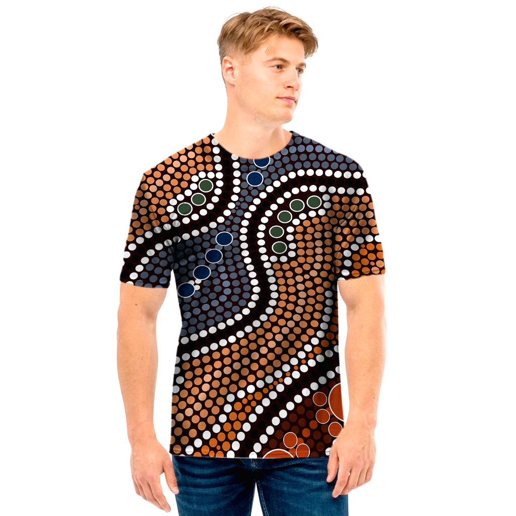 Australia River Aboriginal Dot Print Men's T-Shirt