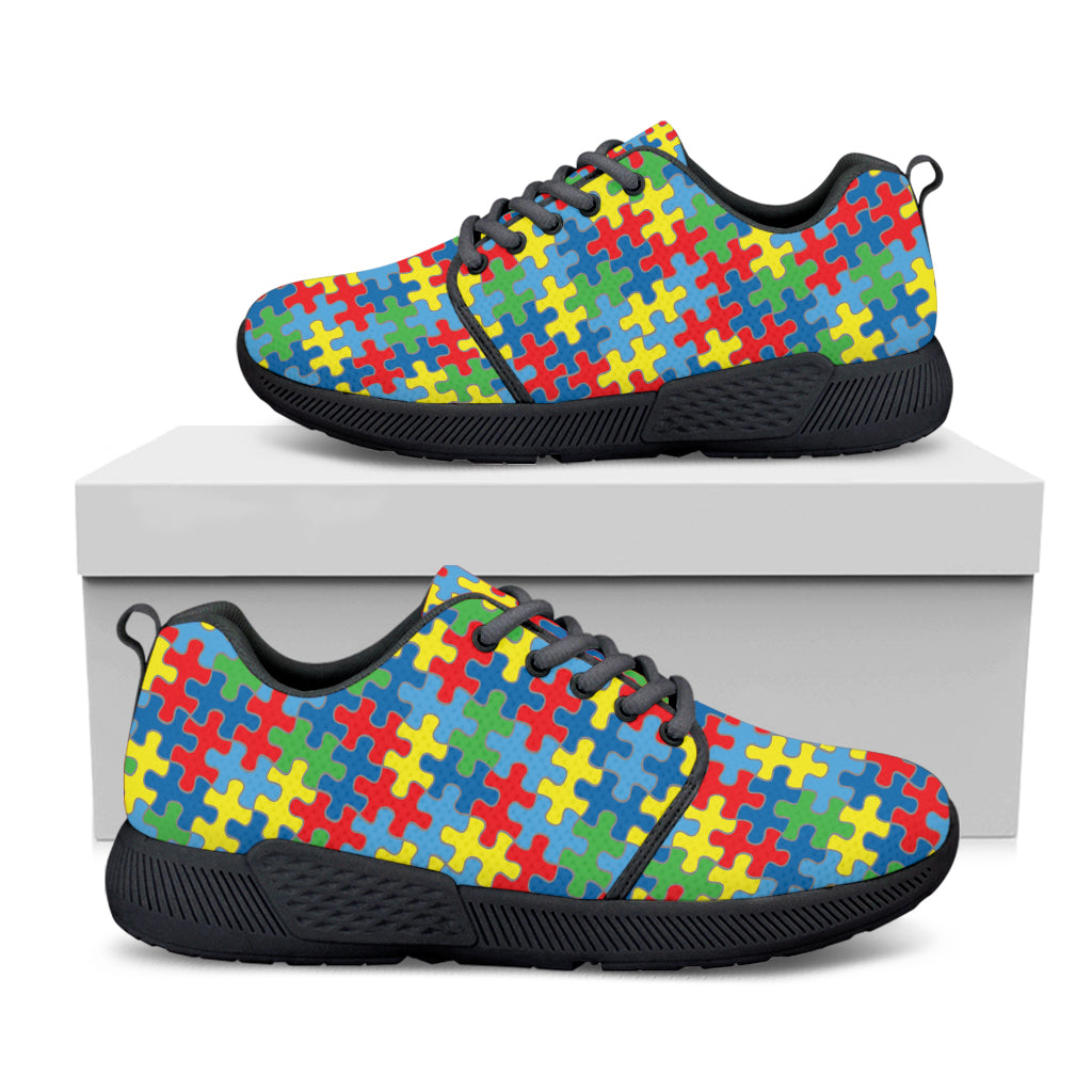 Autism Awareness Jigsaw Print Black Athletic Shoes