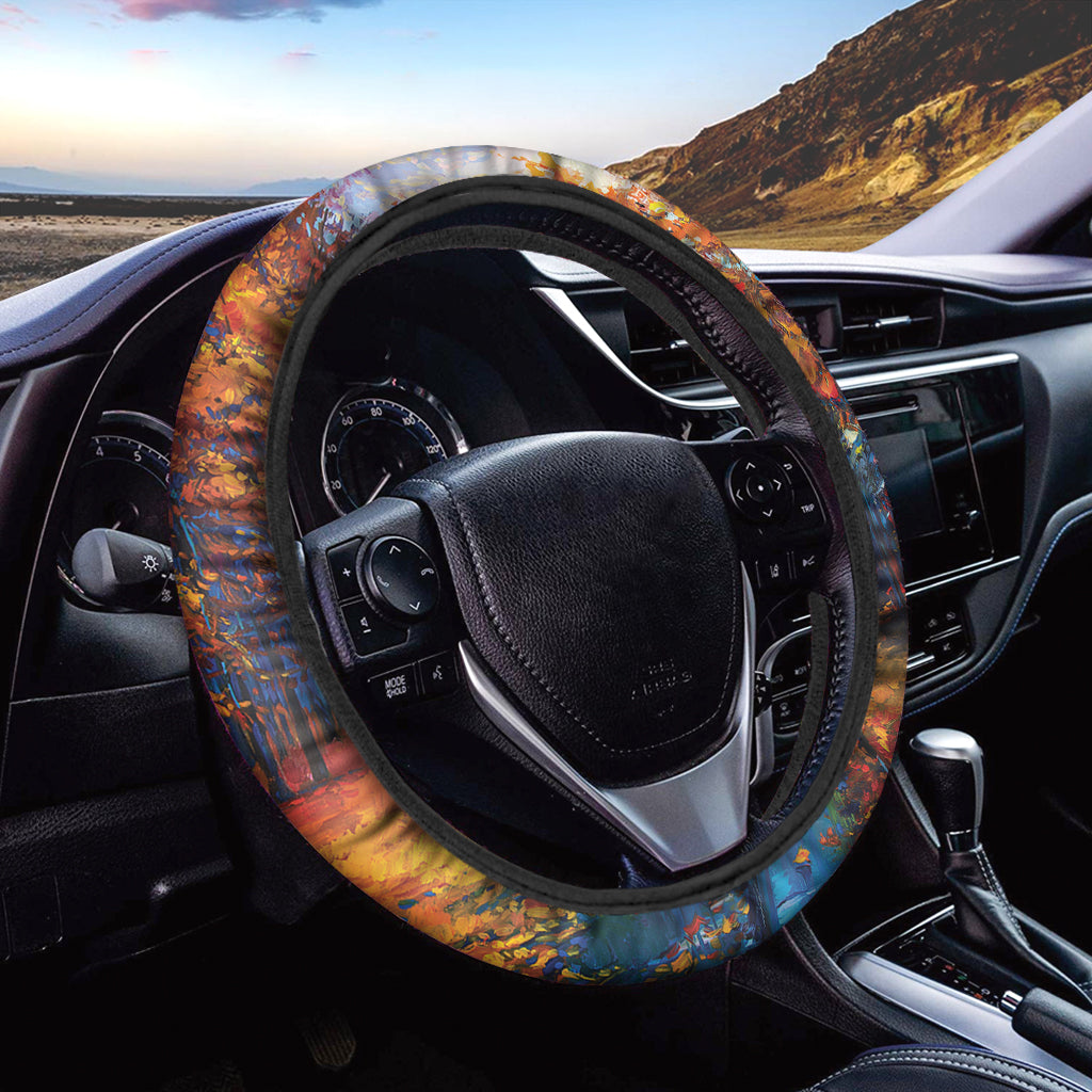 Autumn Painting Print Car Steering Wheel Cover