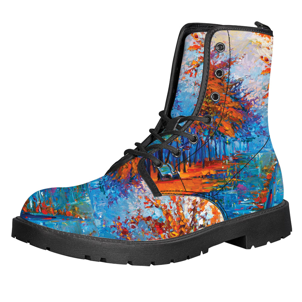 Autumn Painting Print Leather Boots