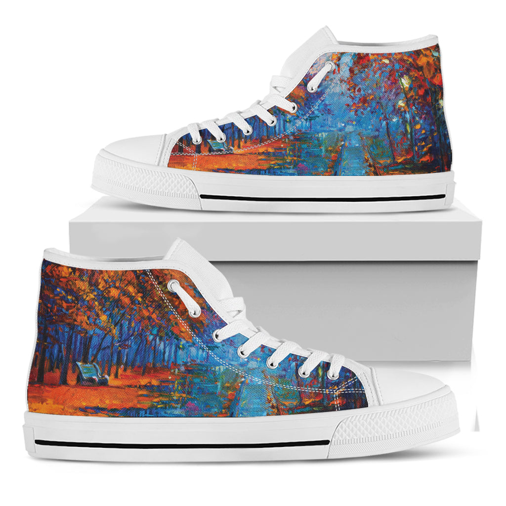Autumn Painting Print White High Top Shoes