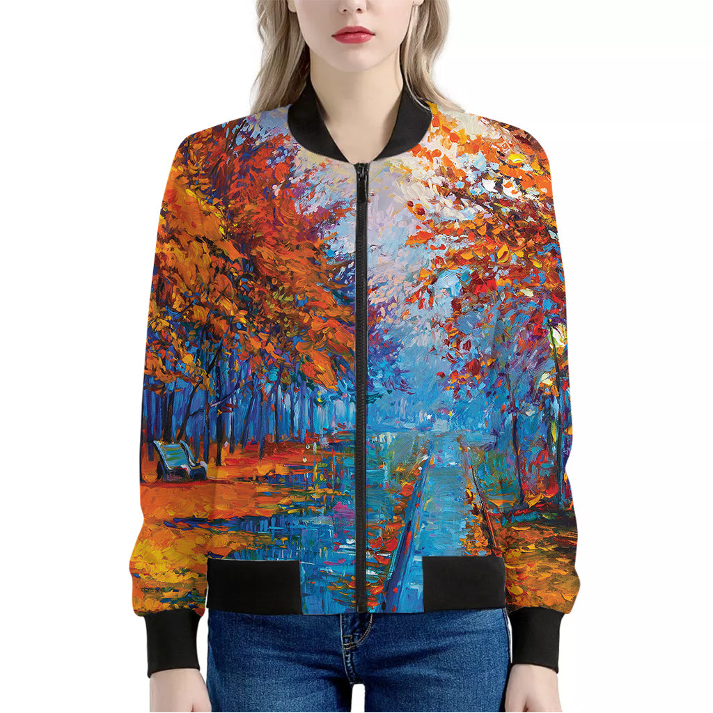 Autumn Painting Print Women's Bomber Jacket