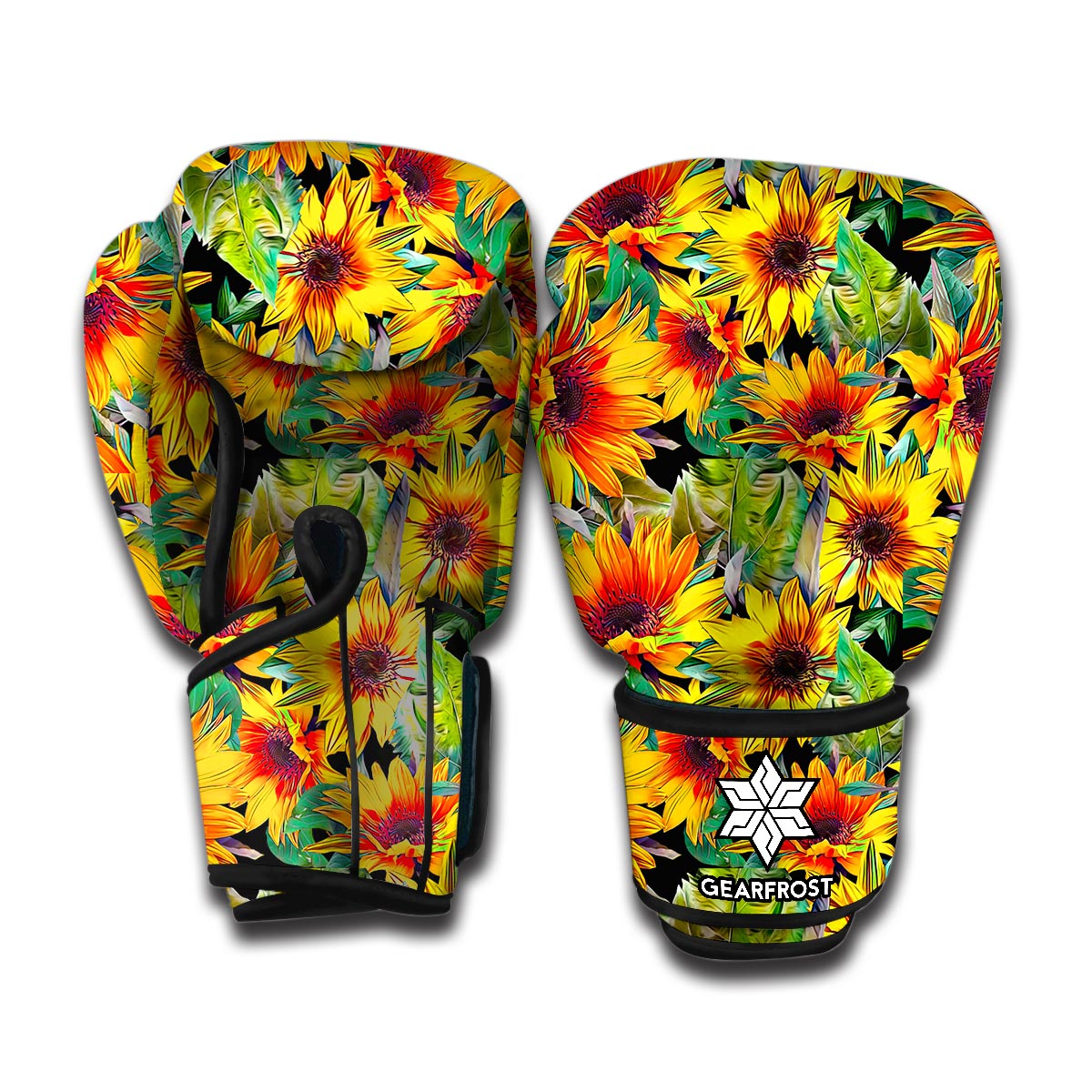 Autumn Sunflower Pattern Print Boxing Gloves