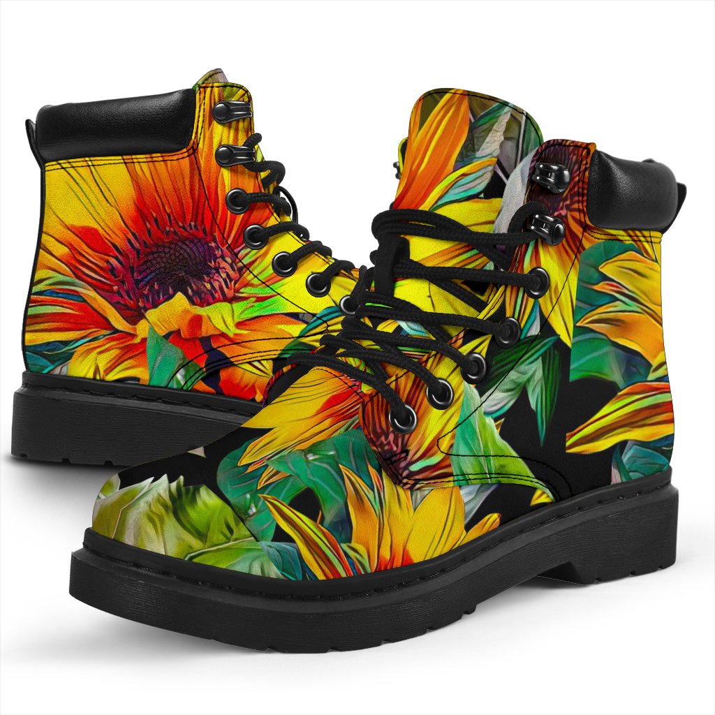 Autumn Sunflower Pattern Print Classic Boots