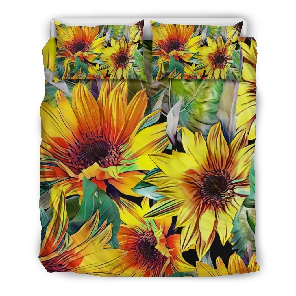 Autumn Sunflower Pattern Print Duvet Cover Bedding Set