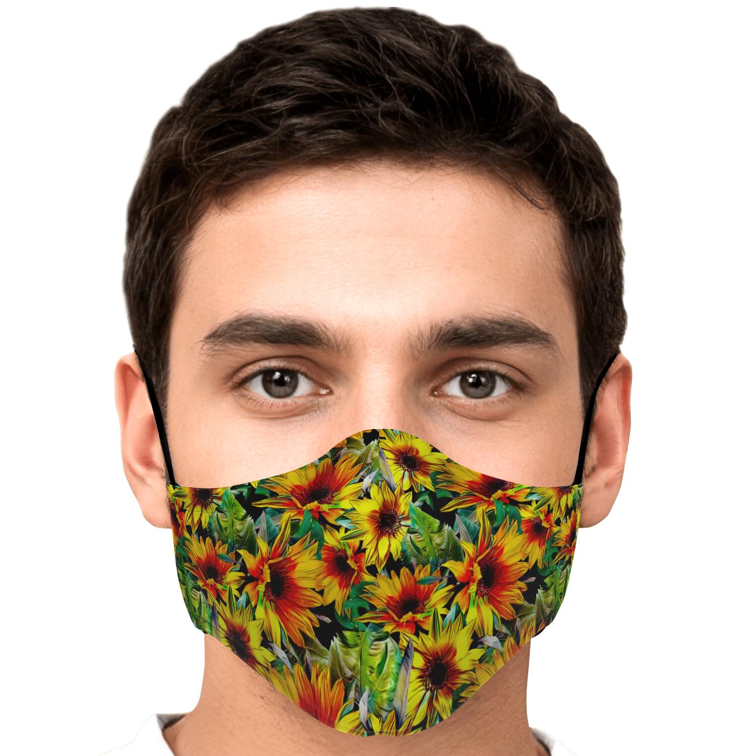 Autumn Sunflower Pattern Print Face Mask