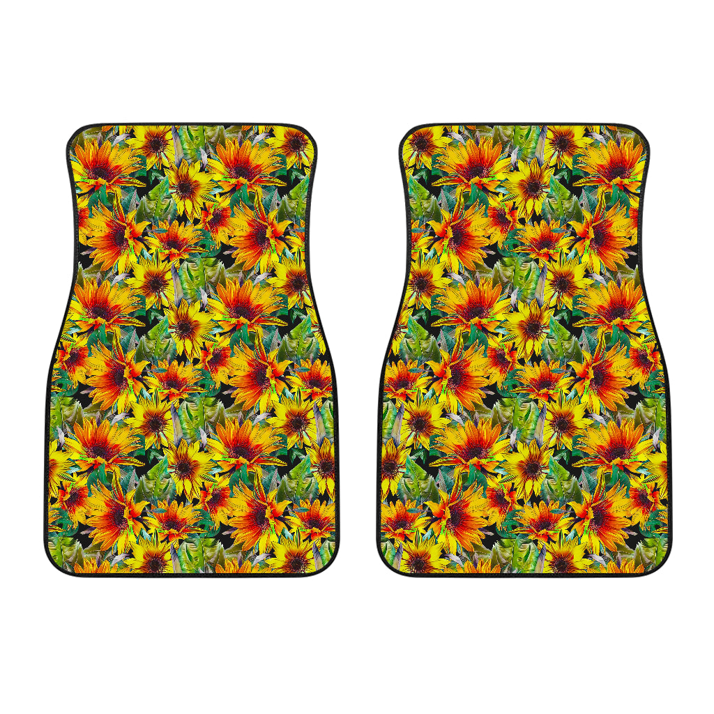 Autumn Sunflower Pattern Print Front Car Floor Mats