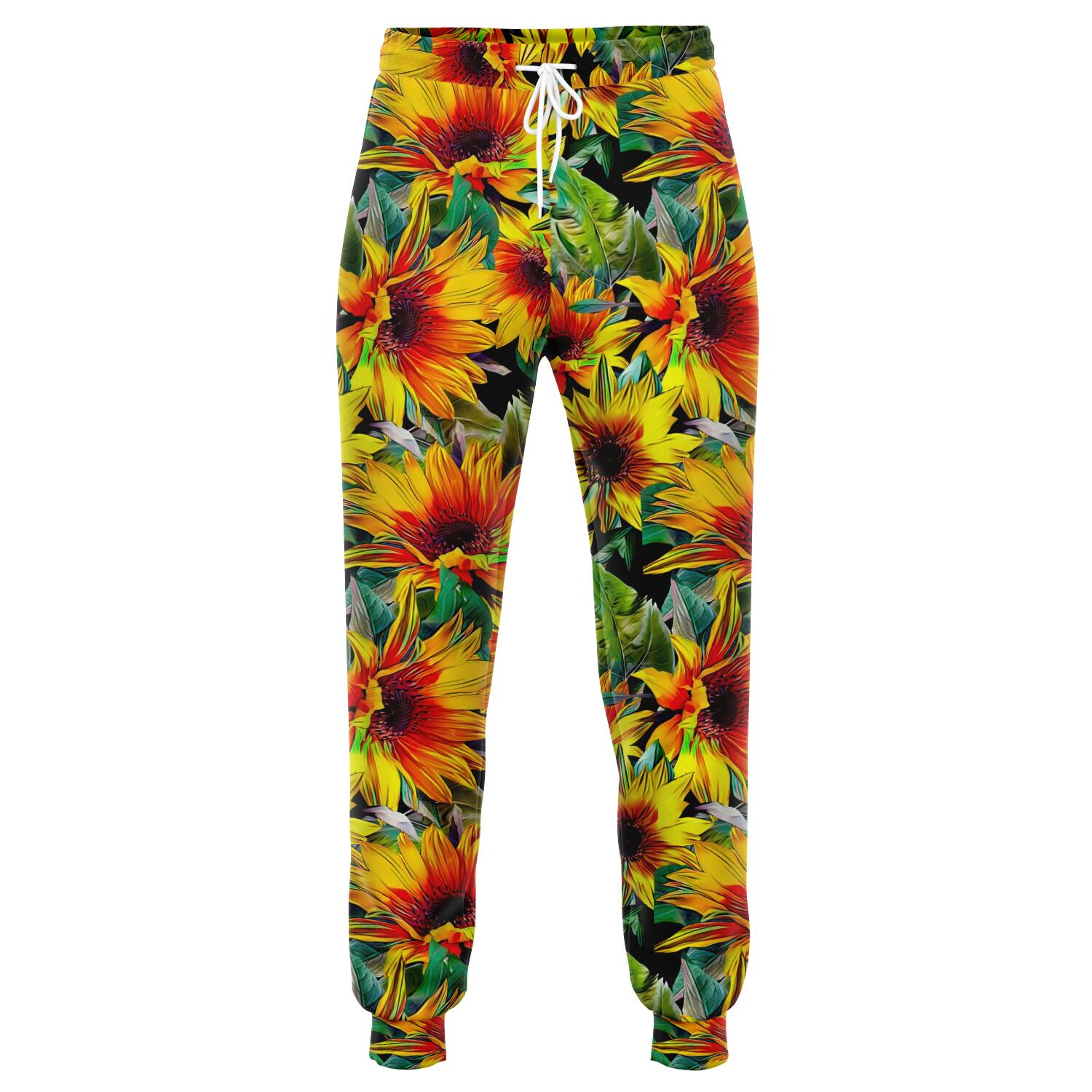 Autumn Sunflower Pattern Print Jogger Pants