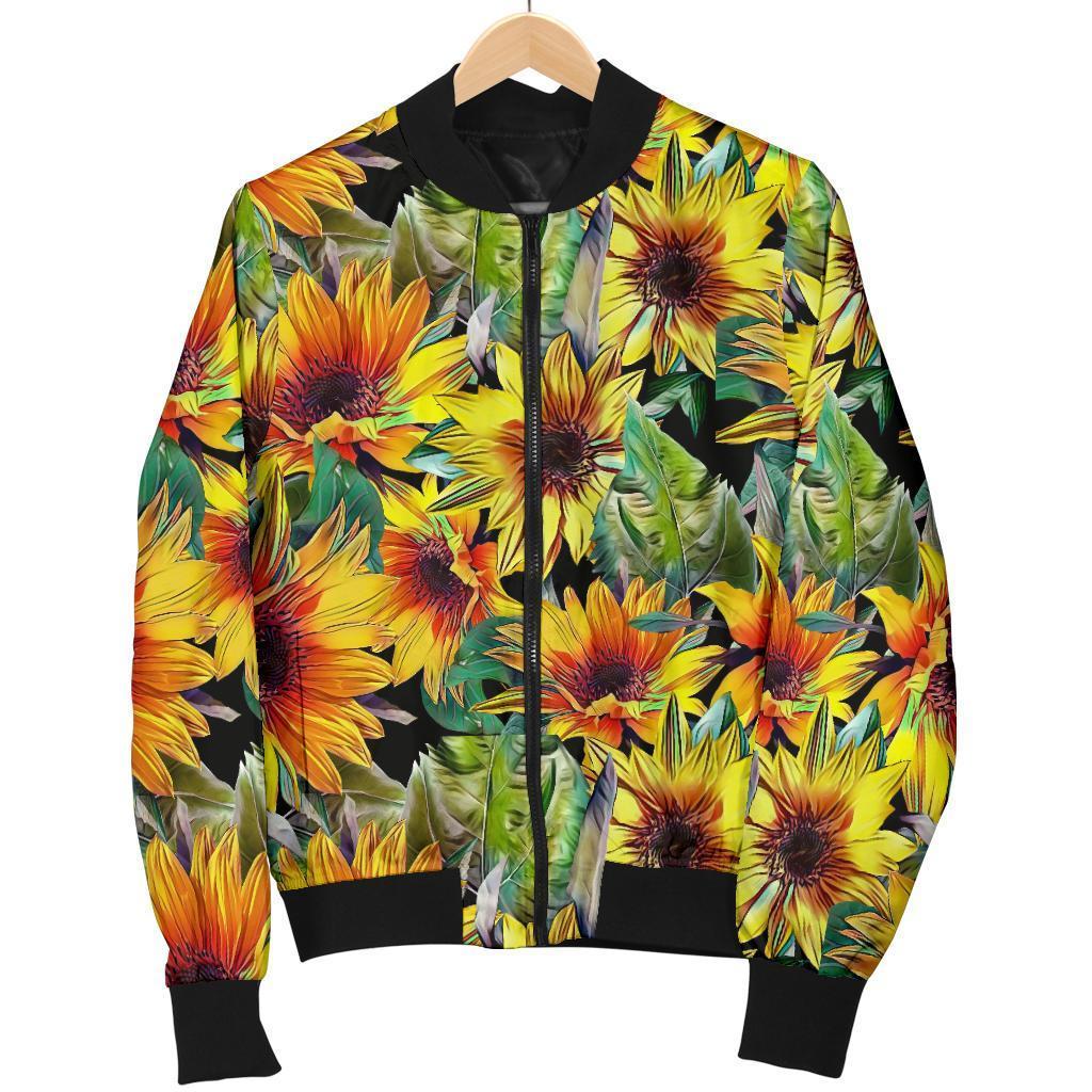 Autumn Sunflower Pattern Print Men's Bomber Jacket