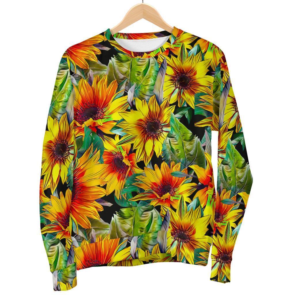 Autumn Sunflower Pattern Print Men's Crewneck Sweatshirt