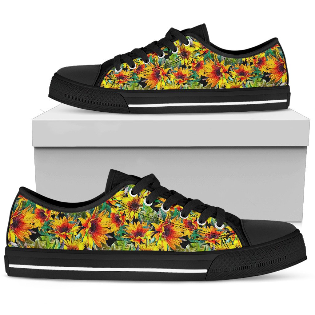 Autumn Sunflower Pattern Print Men's Low Top Shoes