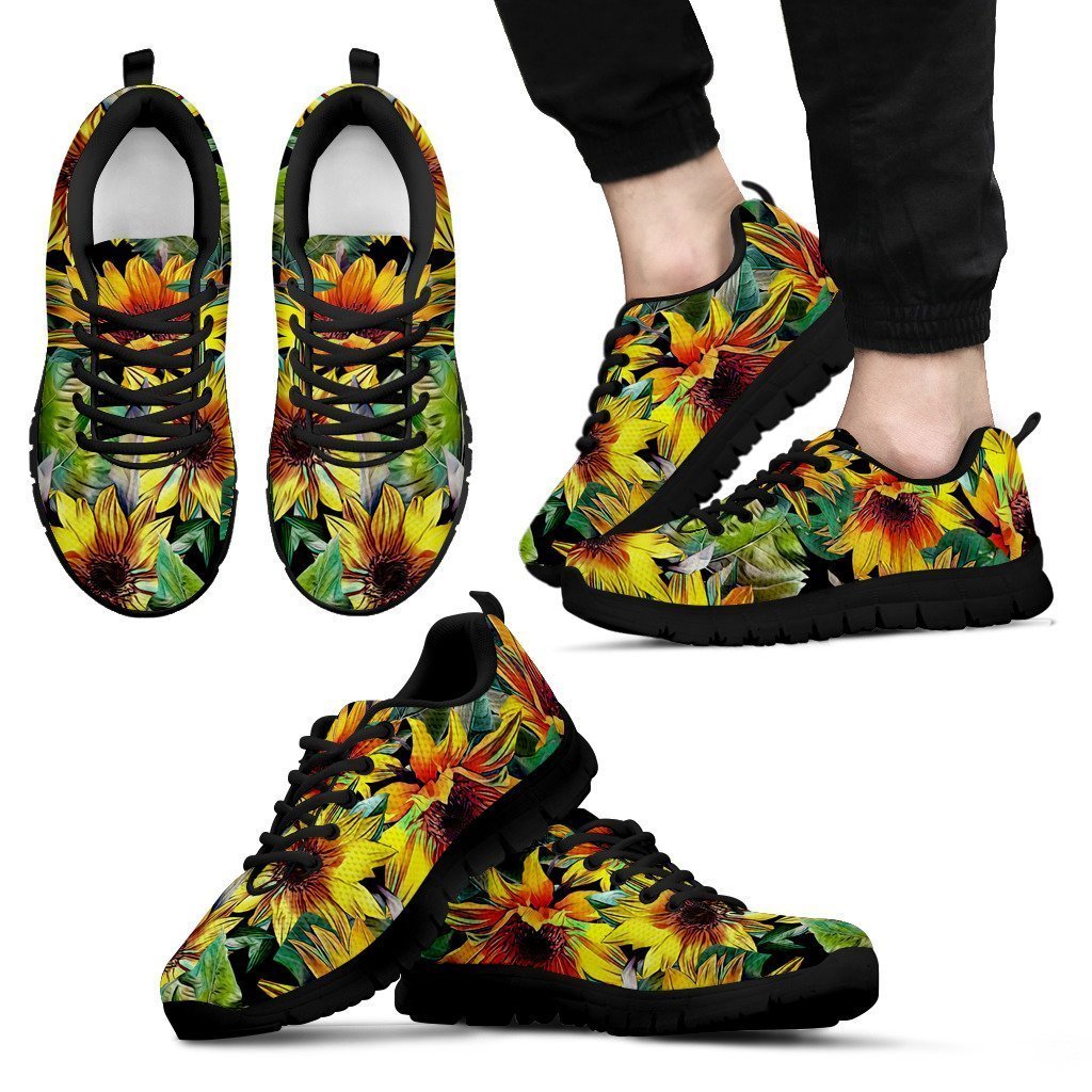 Autumn Sunflower Pattern Print Men's Sneakers