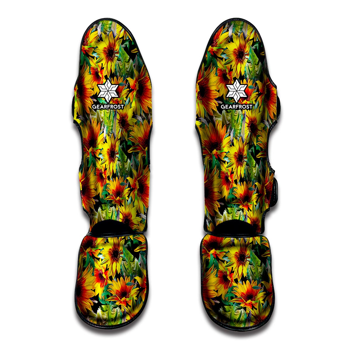 Autumn Sunflower Pattern Print Muay Thai Shin Guards