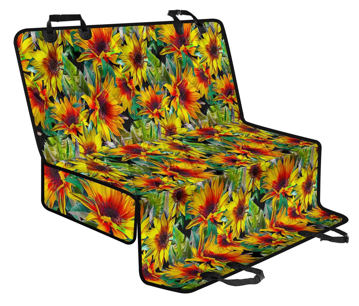 Autumn Sunflower Pattern Print Pet Car Back Seat Cover