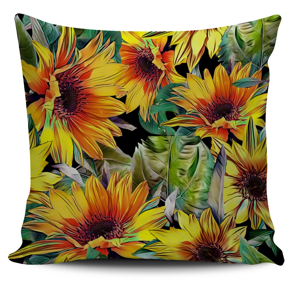 Autumn Sunflower Pattern Print Pillow Cover